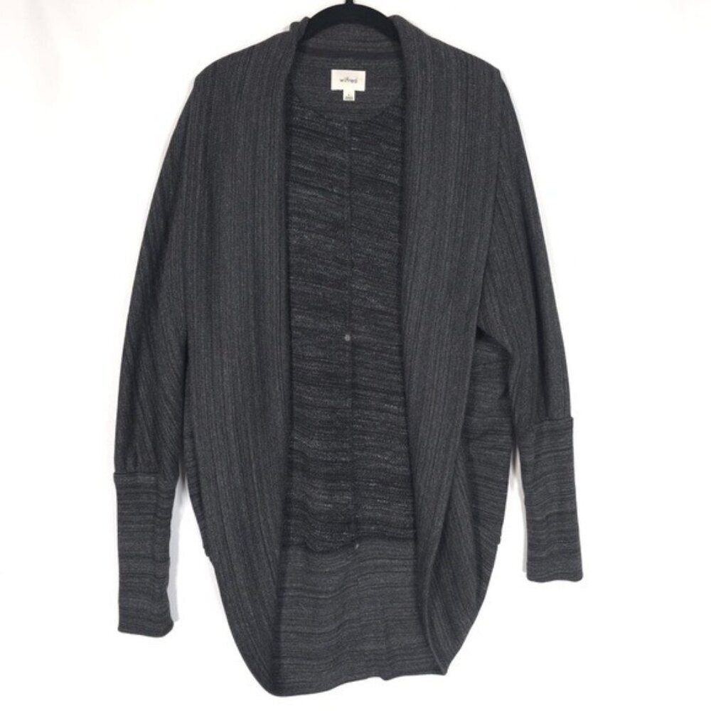 Aritzia Wilfred Diderot Sweater Cocoon Open Cardigan Space Dye Heather Black S